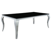 Best Furniture Outlet - Coaster - Carone Rectangular 81-inch Glass Top Dining Table Black - 115071