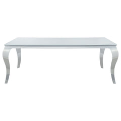 Carone 5-piece 81-inch Rectangular White Glass Dining Set Teal