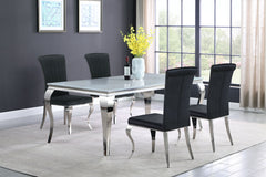 Best Furniture Outlet - Coaster - Carone 5-piece 81-inch Rectangular White Glass Dining Set Black - 115081-S5