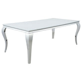 Best Furniture Outlet - Coaster - Carone Rectangular 81-inch Glass Top Dining Table White - 115081
