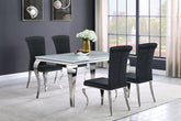 Best Furniture Outlet - Coaster - Carone 5-piece 61-inch Rectangular White Glass Dining Set Black - 115091-S5