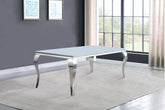Best Furniture Outlet - Coaster - Carone Rectangular 61-inch Glass Top Dining Table White - 115091