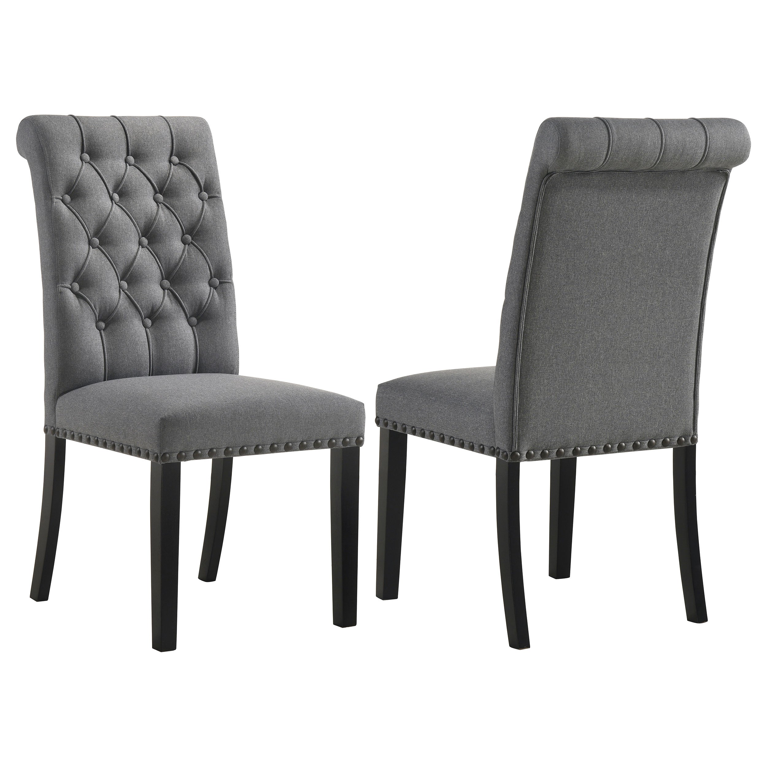 Best Furniture Outlet - Coaster - Alana Fabric Upholstered Dining Side Chair Grey (Set of 2) - 115162
