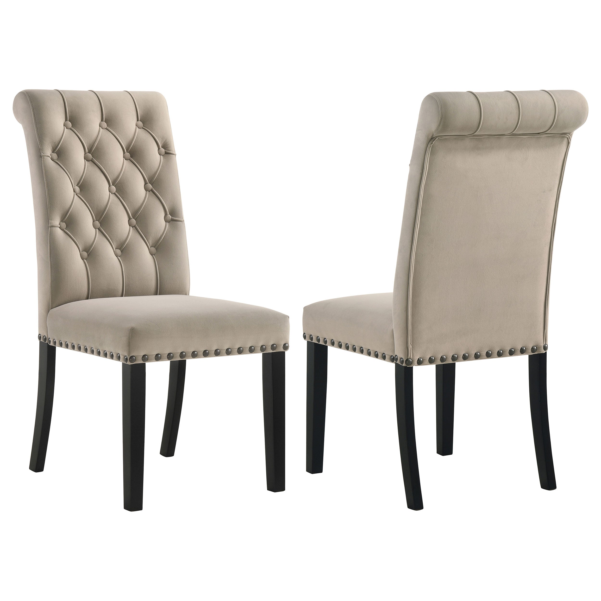 Best Furniture Outlet - Coaster - Alana Velvet Upholstered Dining Side Chair Sand (Set of 2) - 115182