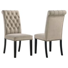 Best Furniture Outlet - Coaster - Alana Velvet Upholstered Dining Side Chair Sand (Set of 2) - 115182