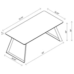 Smith 5-piece Rectangular Ceramic Top Dining Table Set Black