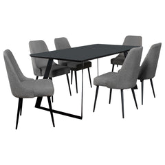 Smith 7-piece Rectangular Ceramic Top Dining Table Set Black