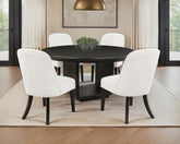 Best Furniture Outlet - Coaster - Leandro 5-piece Round Dining Table Set Burnished Black - 115390-S5