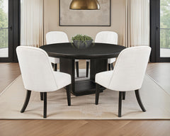 Best Furniture Outlet - Coaster - Leandro 5-piece Round Dining Table Set Burnished Black - 115390-S5