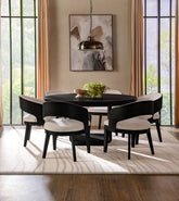 Best Furniture Outlet - Coaster - Leandro 7-piece Round Dining Table Set Burnished Black - 115390-S7A