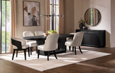 Best Furniture Outlet - Coaster - Leandro 7-piece Rectangular Dining Table Set Burnished Black - 115391-S7