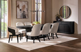 Best Furniture Outlet - Coaster - Leandro 9-piece Rectangular Dining Table Set Burnished Black - 115391-S9