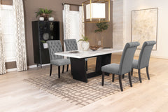 Best Furniture Outlet - Coaster - Sherry 5-piece Rectangular Marble Top Dining Table Set Grey - 115511-S5G