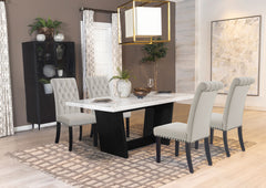 Best Furniture Outlet - Coaster - Sherry 5-piece Rectangular Marble Top Dining Table Set Sand - 115511-S5S
