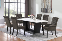 Best Furniture Outlet - Coaster - Sherry 7-piece Rectangular Marble Top Dining Table Set Brown - 115511-S7BV
