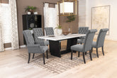 Best Furniture Outlet - Coaster - Sherry 7-piece Rectangular Marble Top Dining Table Set Grey - 115511-S7G