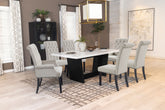 Best Furniture Outlet - Coaster - Sherry 7-piece Rectangular Marble Top Dining Table Set Sand - 115511-S7S
