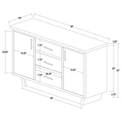 Sherry 3-drawer Marble Top Sideboard Buffet Rustic Espresso