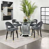 Best Furniture Outlet - Coaster - Ellie 5-piece Mirrored Counter Height Dining Table Set Grey - 115558-S5G