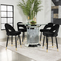 Best Furniture Outlet - Coaster - Ellie 5-piece Mirrored Counter Height Dining Table Set Black - 115558-S5