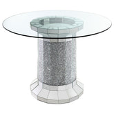 Best Furniture Outlet - Coaster - Ellie 52-inch Glass Top Counter Height Dining Table Silver - 115558