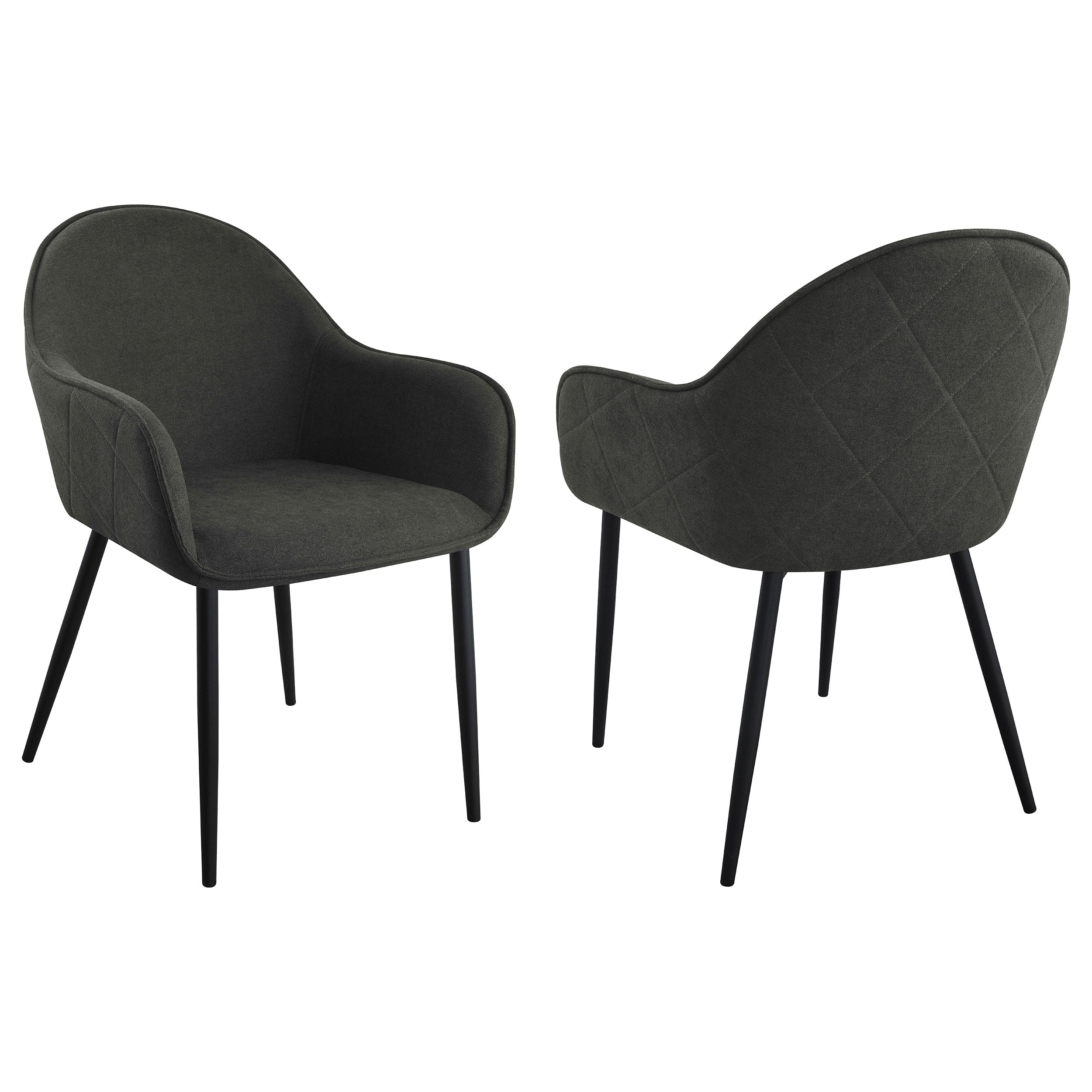 Best Furniture Outlet - Coaster - Emma Fabric Upholstered Dining Arm Chair Charcoal (Set of 2) - 115593