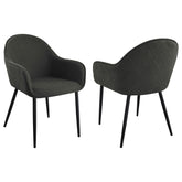 Best Furniture Outlet - Coaster - Emma Fabric Upholstered Dining Arm Chair Charcoal (Set of 2) - 115593