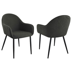 Best Furniture Outlet - Coaster - Emma Fabric Upholstered Dining Arm Chair Charcoal (Set of 2) - 115593