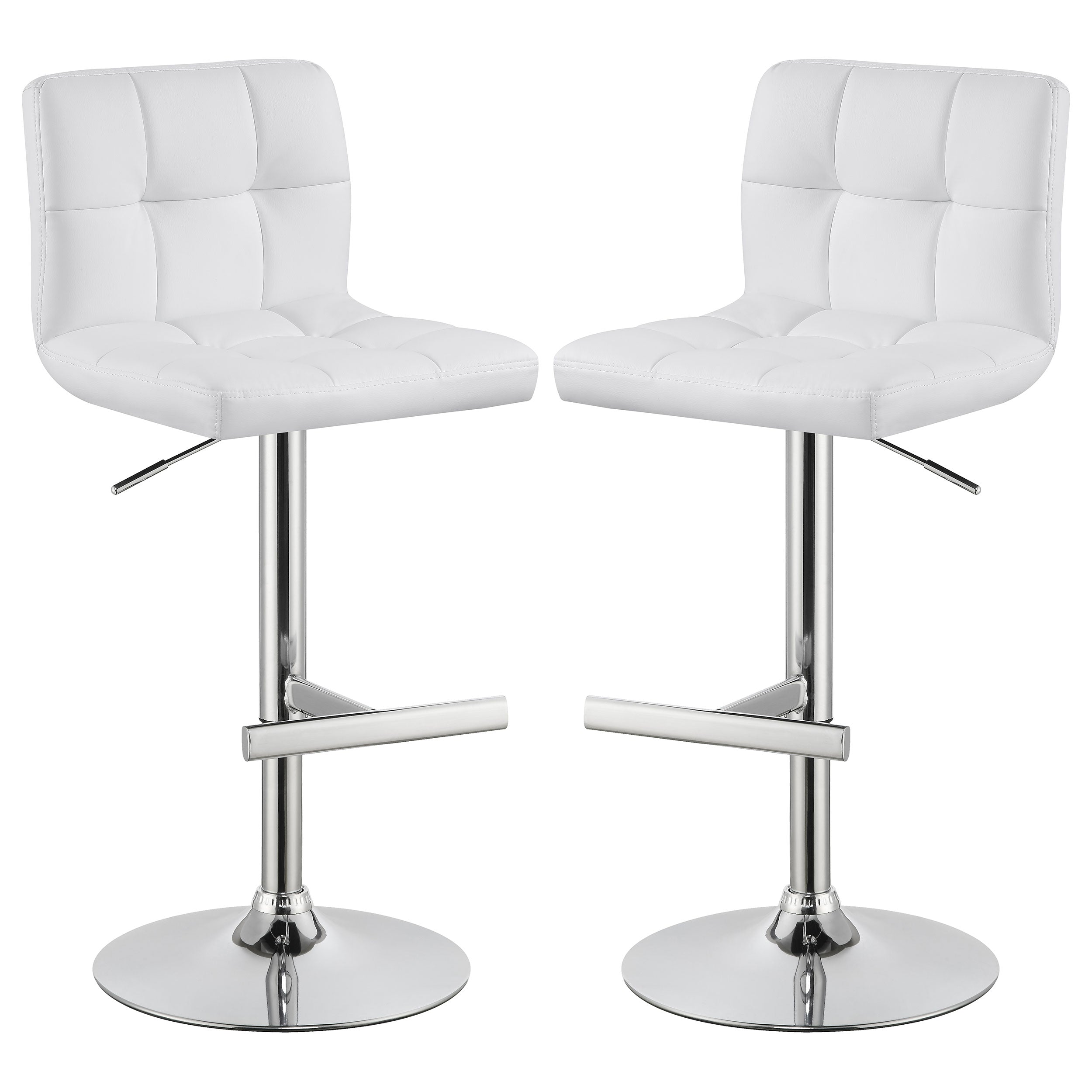 Best Furniture Outlet - Coaster - Lenny Upholstered Adjustable Bar Stool White (Set of 2) - 120356
