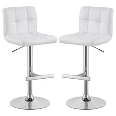 Best Furniture Outlet - Coaster - Lenny Upholstered Adjustable Bar Stool White (Set of 2) - 120356
