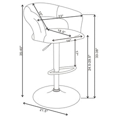 Barraza 29-inch Adjustable Height Bar Stool Grey and Chrome