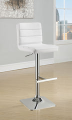 Bianca Upholstered Adjustable Bar Stool White (Set of 2)