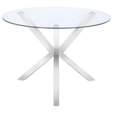 Best Furniture Outlet - Coaster - Vance Round 41-inch Glass Top Asterisk Dining Table Chrome - 120760