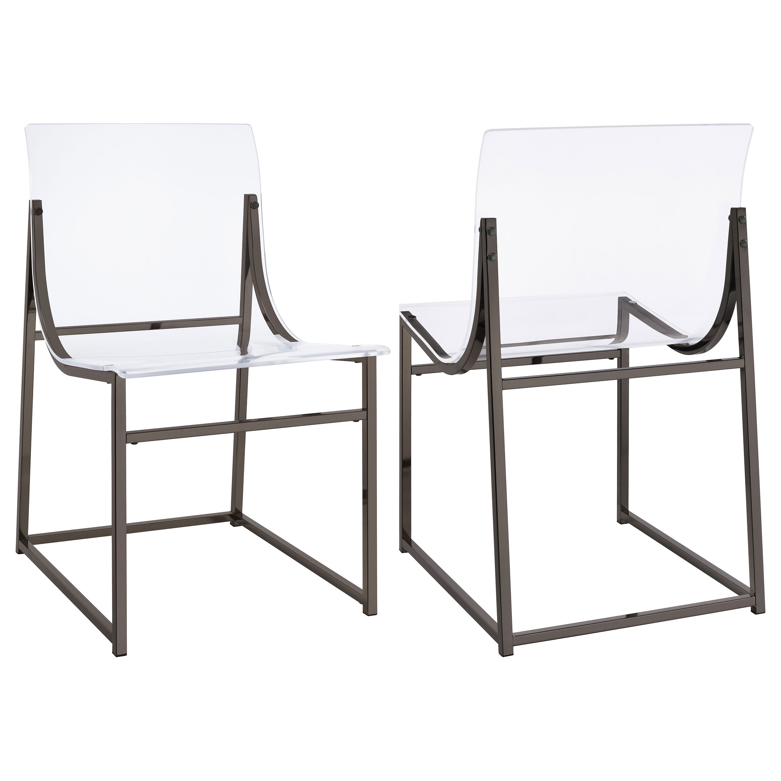 Best Furniture Outlet - Coaster - Adino Acrylic Dining Side Chair Black Nickel (Set of 2) - 121142
