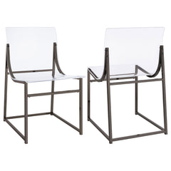 Best Furniture Outlet - Coaster - Adino Acrylic Dining Side Chair Black Nickel (Set of 2) - 121142