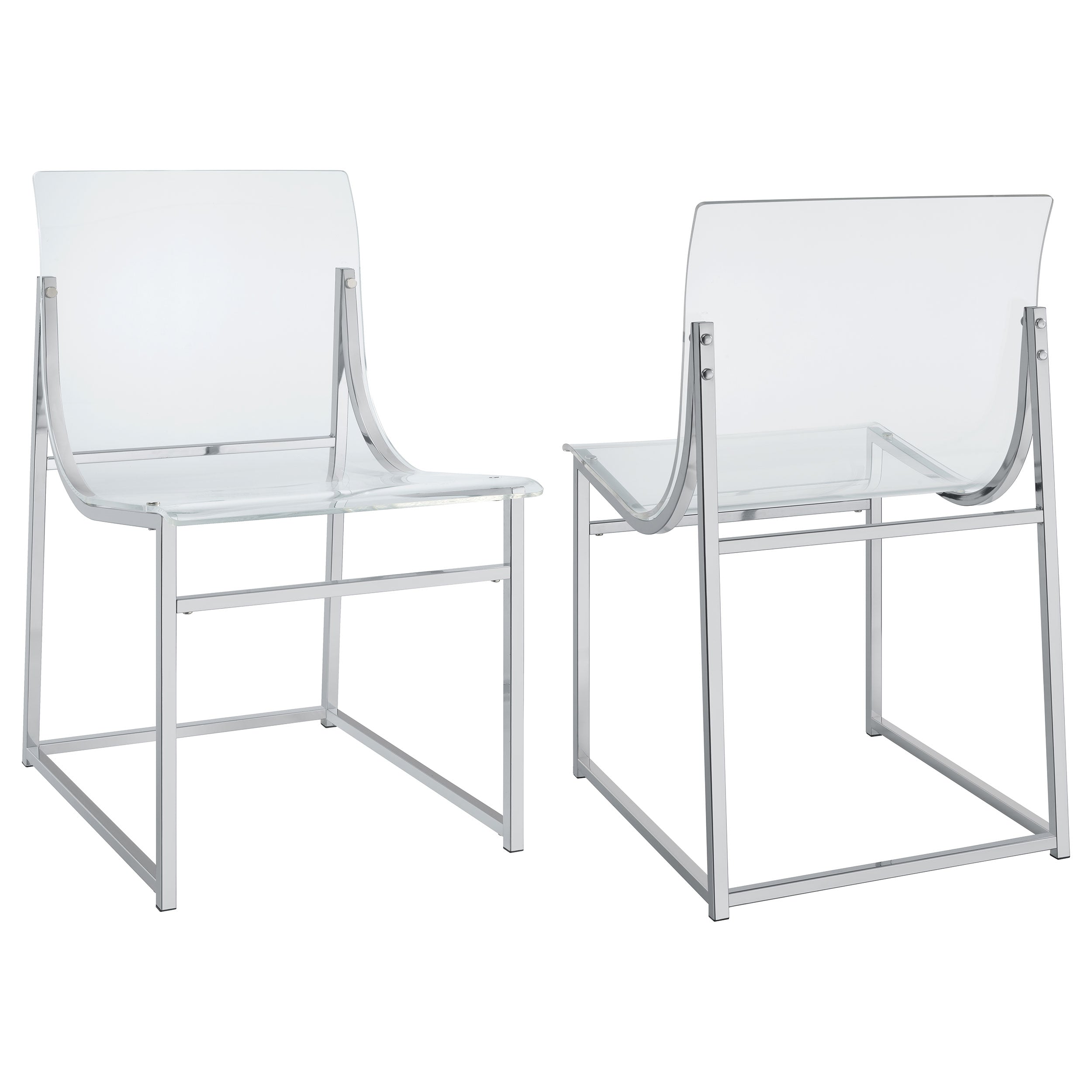 Best Furniture Outlet - Coaster - Adino Acrylic Dining Side Chair Chrome (Set of 2) - 121182
