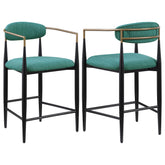 Best Furniture Outlet - Coaster - Tina Fabric Upholstered Counter Chair Green (Set of 2) - 121185