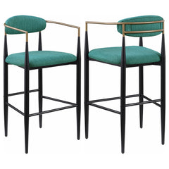 Best Furniture Outlet - Coaster - Tina Fabric Upholstered Bar Chair Green (Set of 2) - 121188