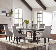 Best Furniture Outlet - Coaster - Phelps 7-piece Rectangular Dining Table Set Distressed Noir - 121231-S7G