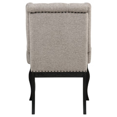 Phelps Upholstered Dining Arm Chair Tan Distressed Noir (Set of 2)