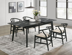 Best Furniture Outlet - Coaster - Crestmont 5-piece Extension Leaf Dining Table Set Black - 121251-S5