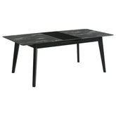 Best Furniture Outlet - Coaster - Crestmont 78-inch Extension Dining Table Black Faux Marble - 121251