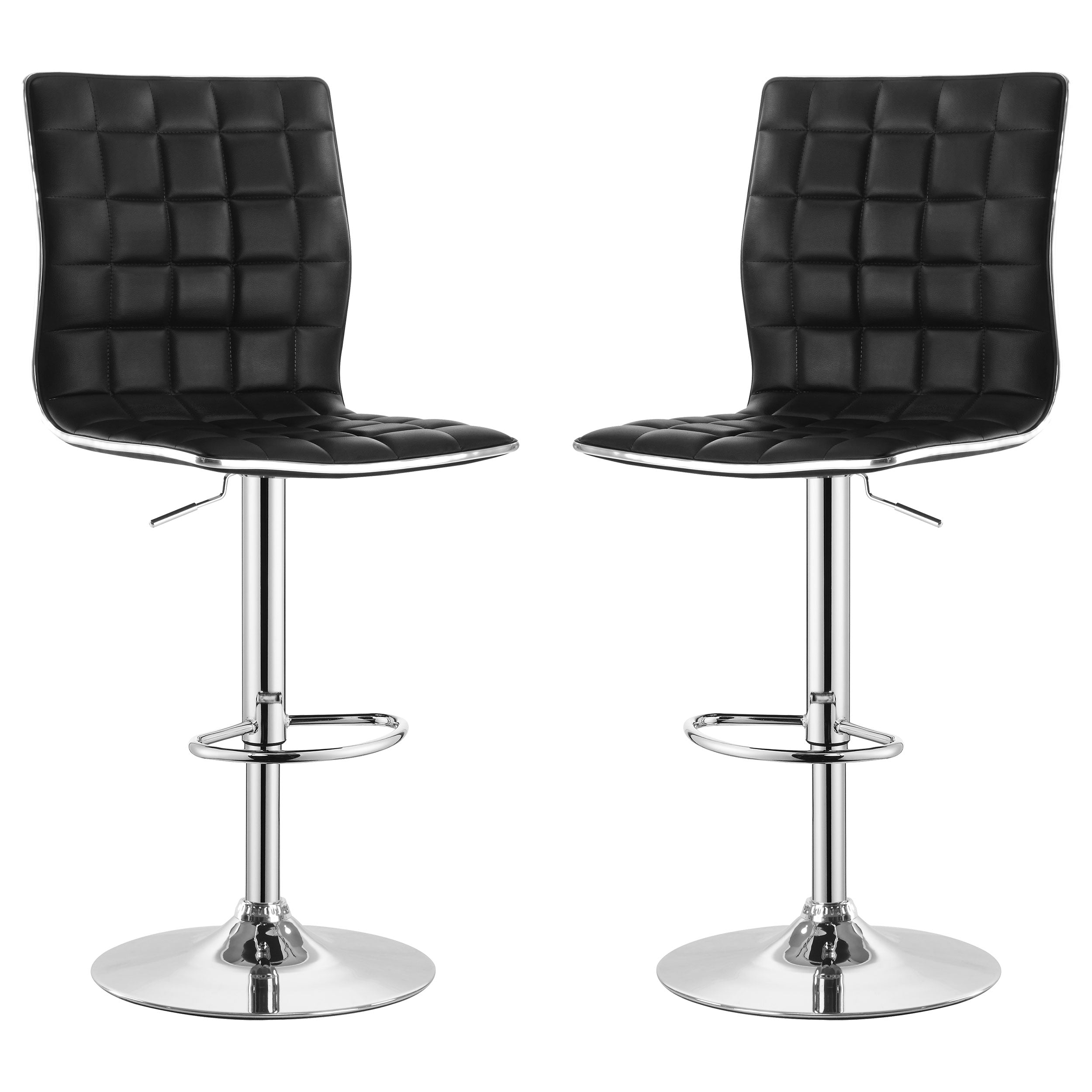 Best Furniture Outlet - Coaster - Ashbury Upholstered Adjustable Bar Stool Black (Set of 2) - 122087