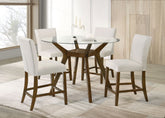 Best Furniture Outlet - Coaster - Paxton 5-piece Round Glass Top Counter Height Dining Set Beige - 122178-S5BGE