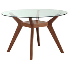 Best Furniture Outlet - Coaster - Paxton Round 48-inch Glass Top Wood Dining Table Nutmeg - 122180BG