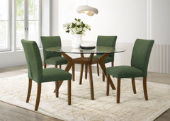Paxton Round 48-inch Glass Top Wood Dining Table Brown