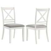 Best Furniture Outlet - Coaster - Hollis Cross Back Wood Dining Side Chair White (Set of 2) - 122242