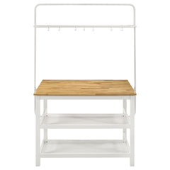 Edgeworth Kitchen Island Counter Table with Pot Rack White