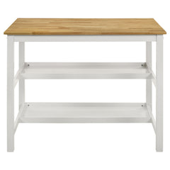 Edgeworth Kitchen Island Counter Table with Pot Rack White