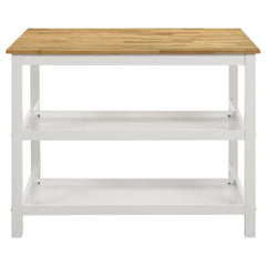 Edgeworth Kitchen Island Counter Table with Pot Rack White